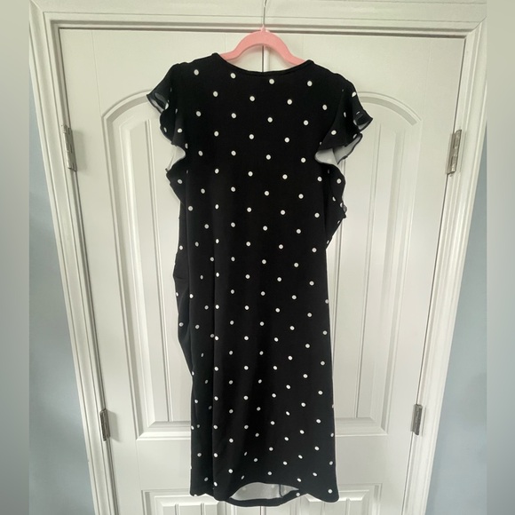 🆕 SHEIN Black Midi Dress with White Dots - Picture 2 of 7